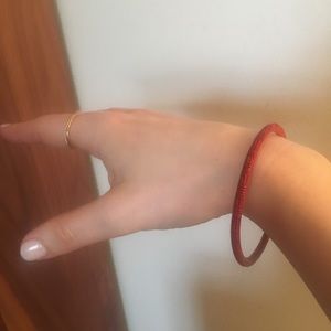 Vintage Cinnabar Red  Lacquer Bangle Bracelet